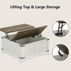 Furnideco 35.5''W Square Coffee Table Farmhouse Lift top Coffee Table - Image 7