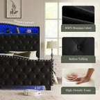 Belffin King Size Bed Frame and Headboard, 50.9" Velvet Upholstered Wingback - Image 6