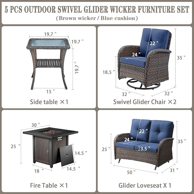 Belord 5 Pieces Patio Furniture Set - Image 2
