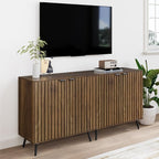 Smuxee Fluted Sideboard Cabinet, Freestanding Walnut Buffet Cabinet - Image 7
