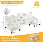 Karl home U-Shape Sectional Sofa Couch 111" Modern 4-Seat Sofa - Image 2