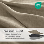 100% Blackout Linen Textured Curtains 90 Inch Long, Plaza Taupe | 100% Blackout - Image 4