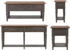 Sunset Trading Dakota 4PC Wood w Drawers, Storage Shelves, Distressed Brown and - Image 2