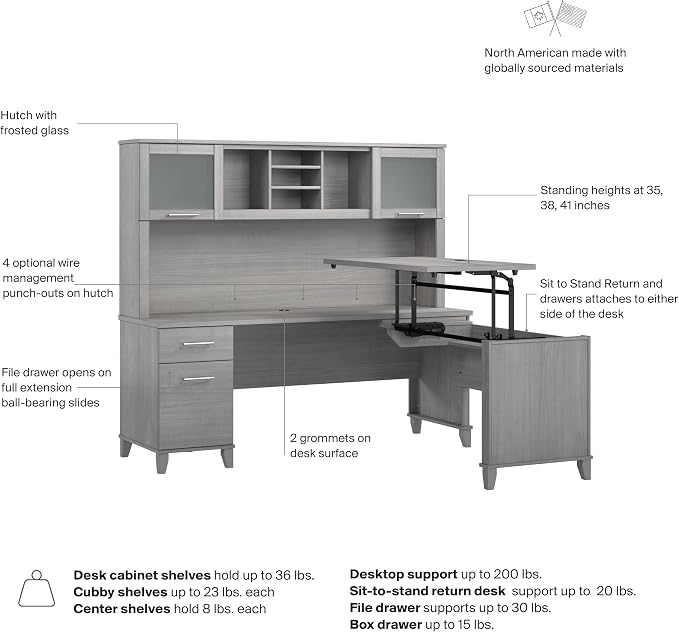 Bush Home 72-Inch L-Shaped Sit to Stand Desk - Image 8