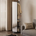 WoodsWhisper Full Length Mirror Coat Rack Solid Wood Floor Mirror 66"x12" Full - Image 5
