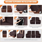 VANSOFY Recliner Cover, 3-Pieces Stretch Reclining Couch Covers - Image 6