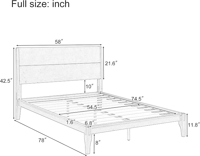 Merax Full Size Bamboo Platform Bed, Mid-Century Modern Bed Frame - Image 2