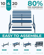 SERWALL Outdoor Bench, All Weather HDPE Outdoor Benches, 2-Person Armless Porch - Image 7