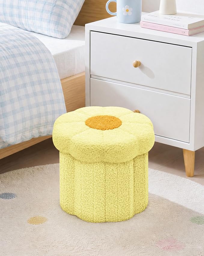 B FSOBEIIALEO Storage Ottoman Foldable, Sunflower Shaped Small Footrest - Image 2