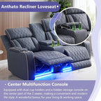 Power Reclining Sofa Set, Living Room Furniture Sets, Leather Recliner Loveseat - Image 6