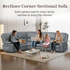 Yolsali Manual Reclining Sectional Sofa Set, 6 Seats Soft Leather Recliner - Image 3