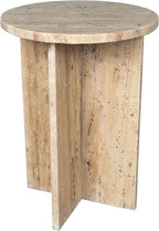 JONATHAN Y Javier Solid Travertine Marble End Table, 14-inch Round Modern - Image 3