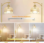 QIYIZM Flower Floor Lamp for Living Room, Glass Mid Century Modern Brass Tall - Image 2
