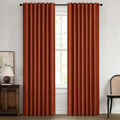 MIULEE Fall 100% Blackout Linen Curtains 42 x 72 Inch Burnt Orange 2 Panels | by MIULEE