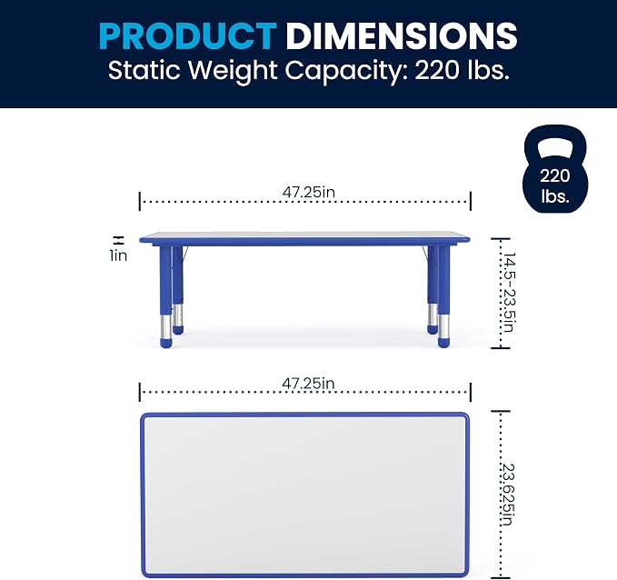Flash Furniture Wren Adjustable Classroom Activity Table - Image 2