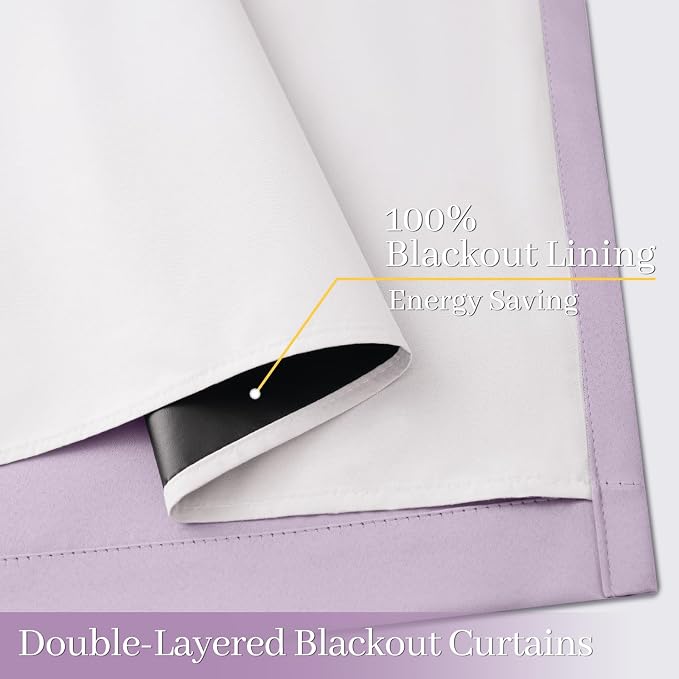 Yakamok Lilac 100% Blackout Curtains 96 Inches Long - Image 4