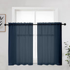 Blue Sheer Curtains 36 Inches 2 Panels Set by OWENIE