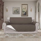 Easy-Going Reversible Couch Cover, 2 Cushion Sofa, Taupe/Ivory | Oversized - Image 2