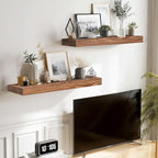 17x8x1.6 inch Floating Shelves Set of 2 – Solid Wood Rustic Brown Wall Mounted - Image 2