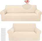 Peryiter 2 Pcs Sofa Covers Couch and Loveseat Covers Set Stretch Sofa Slipcover by Peryiter