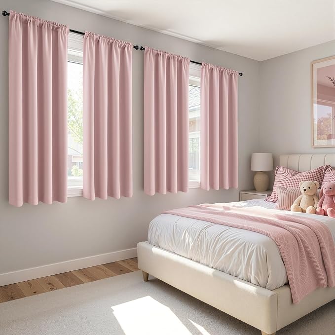 MIULEE Light Pink Blackout Curtains 4 Panels Set 72 Inch Length Bedroom | - Image 2