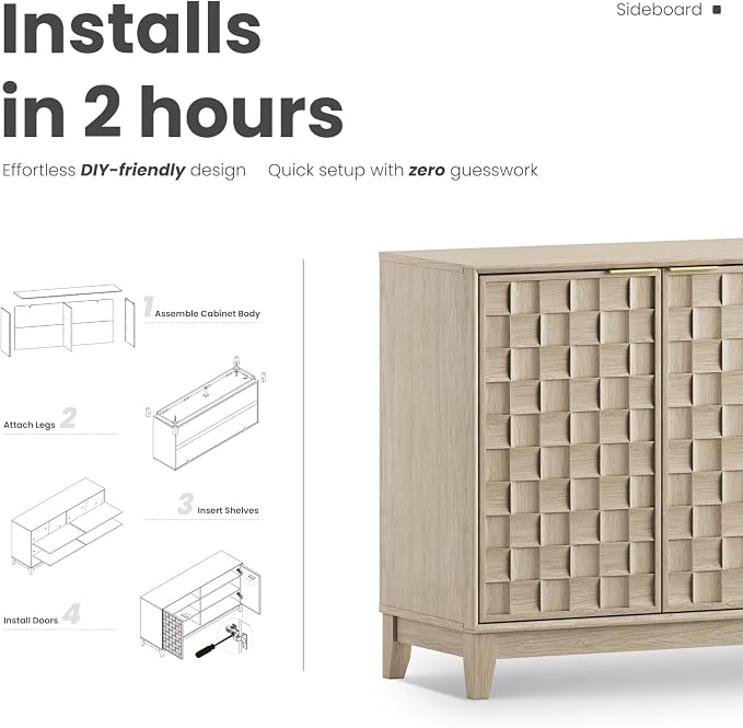 COLAMY Fluted Sideboard Cabinet - Image 7