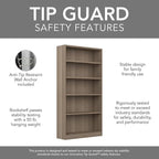 Bush Home Tall 5 Shelf Bookcase, 5 Tier Bookshelf Storage Cabinet - Image 7