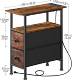 HOOBRO End Table with Charging Station, Narrow Side Table with 2 Fabric Drawers - Image 3