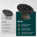 Bme 40" Ergonomic Wicker Papasan Chair - Image 5