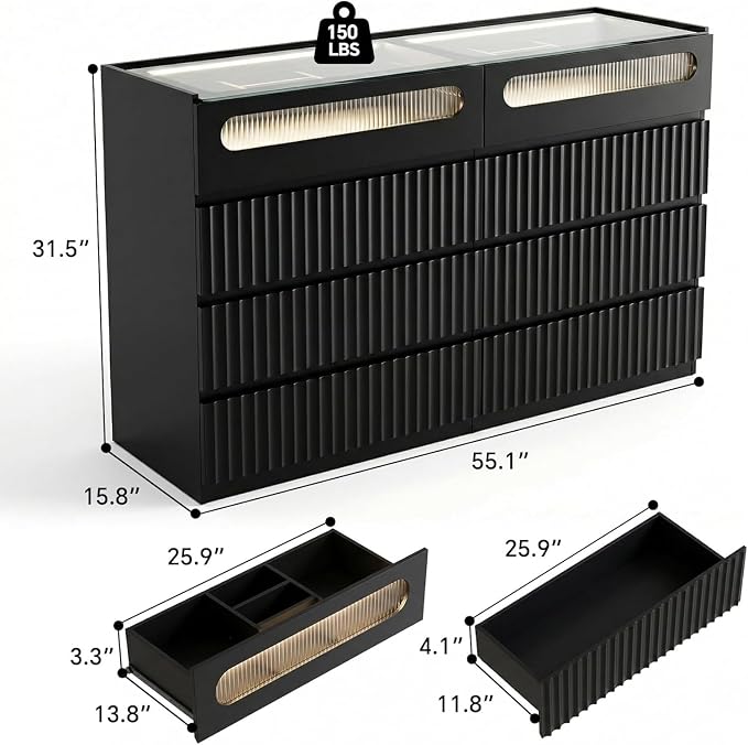 senlin Fluted 8 Drawer Dresser, - Image 2