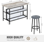 AWQM Kitchen Island with Seating & Storage Shelf, Faux Marble Island Table - Image 6