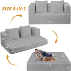 Futon Sofa Bed with Pillow, 3-in-1 Sleeper Sofa Bed with Removable Cover - Image 3