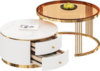 Modern 2 Pieces Round Nesting Coffee Table - Image 9
