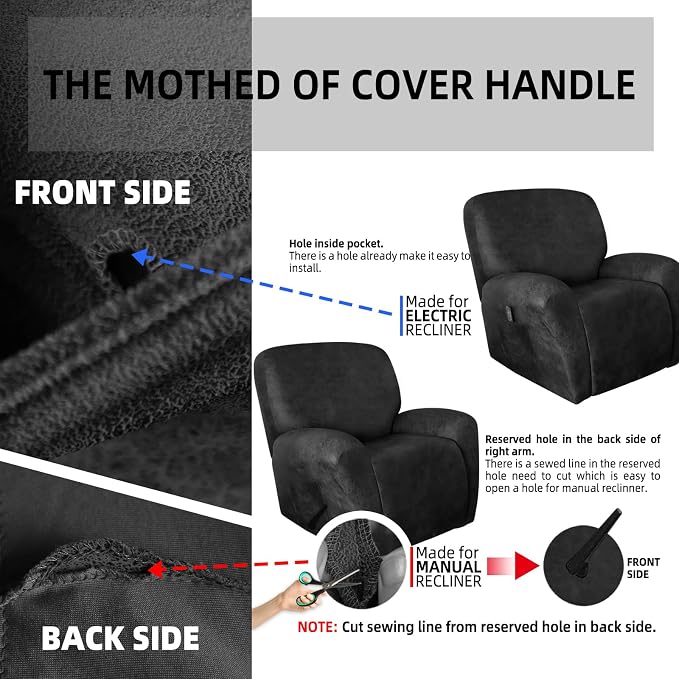 ANARACHON Leather Look Oversize Recliner Chair Covers, Thick 4 Pieces Recliner - Image 6