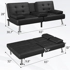 Flamaker Futon Sofa Bed Modern Folding Futon Set Convertible Recliner Lounge - Image 3