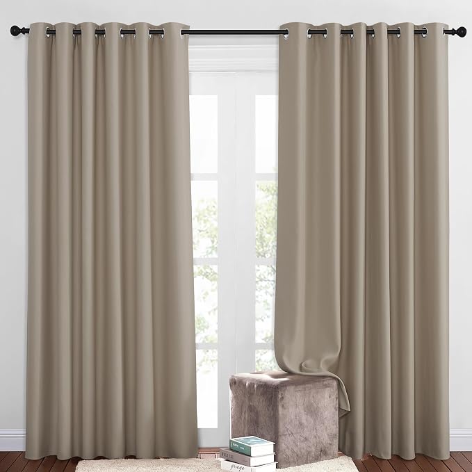 NICETOWN 50% Blackout Taupe Sliding Glass Curtains 2 Panels Set by NICETOWN