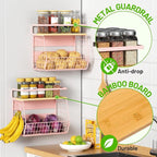 Magnetic Shelf for Fridge with Wood Lid, Fruit Potato and Onion Storage Bins - Image 2