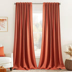 MIULEE Fall Burnt Orange Back Tab Blackout Curtains 52"x102" Length 2 Panel | by MIULEE
