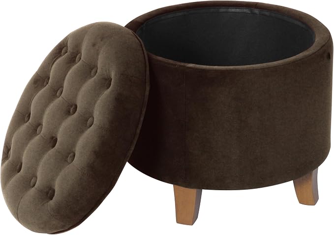 Homepop Home Decor | Upholstered Round Velvet Tufted Foot Rest Ottoman | Ottoman by HomePop