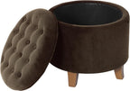 Homepop Home Decor | Upholstered Round Velvet Tufted Foot Rest Ottoman | Ottoman by HomePop
