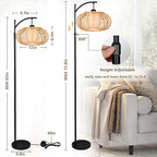 ZECOXOL Arc Floor Lamps for Living Room Bedroom Rattan Boho Floor Lamp - Image 5