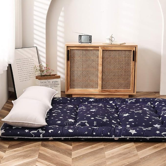 MAXYOYO Navy Star Futon Mattress Japanese Floor Mattress Tatami Floor Mat - Image 3