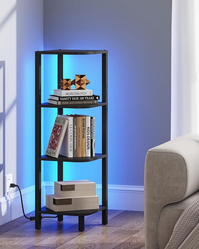 TUTOTAK Corner Shelf, 4-Tier Corner Bookshelf - Image 5