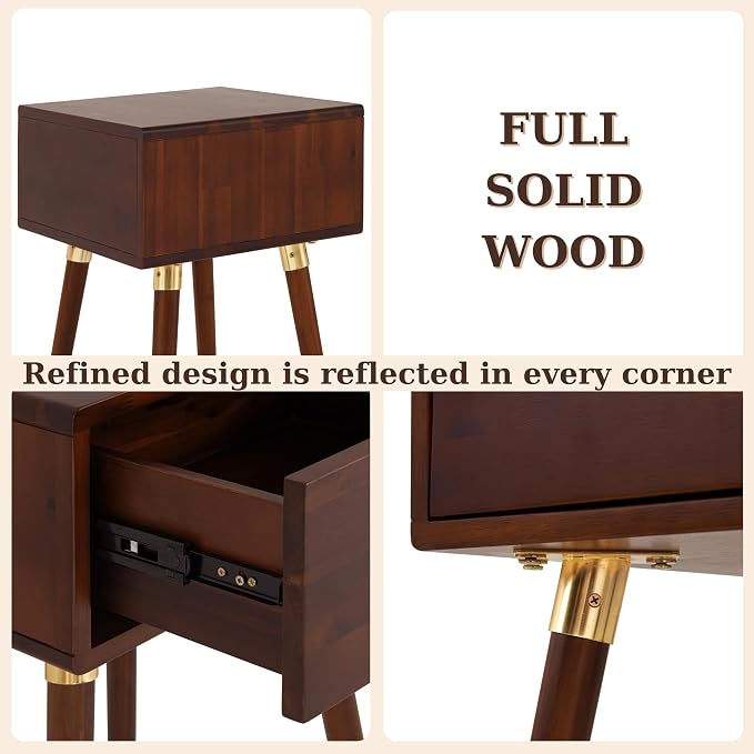 Bme Caden Solid Wood Nightstand/Side Table/End Table, Fully Assembled, - Image 6