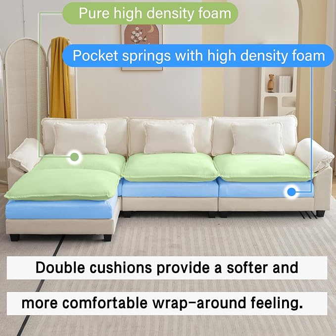 Oprisen 120" Modular Sectional Sofa, Comfy Cloud Couch Sectional Sofa - Image 3