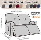 Recliner Loveseat Covers, 4-Piece Stretch Geometric Strokes Jacquard Reclining - Image 2