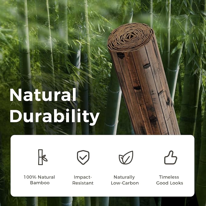 OUZUGIE 1 Pack 96x48 Inch Natural Bamboo Wall Panel – Brown Burned Pole Wrap - Image 7