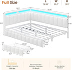 DICTAC Corner Bed Frame with 2 Storage Drawers and Charging Station Full Size - Image 2