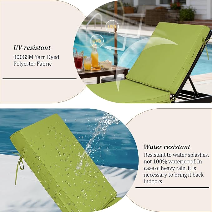 72x21x4in Lounge Cushions for Outdoor Furniture, Outdoor Lounge Chair Cushions - Image 4
