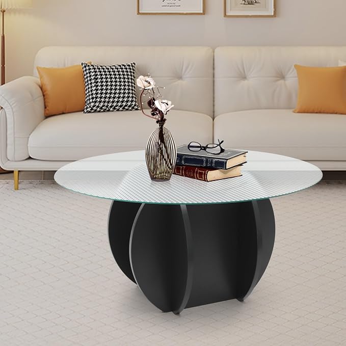 Round Glass Coffee Table for Living Room - Image 4